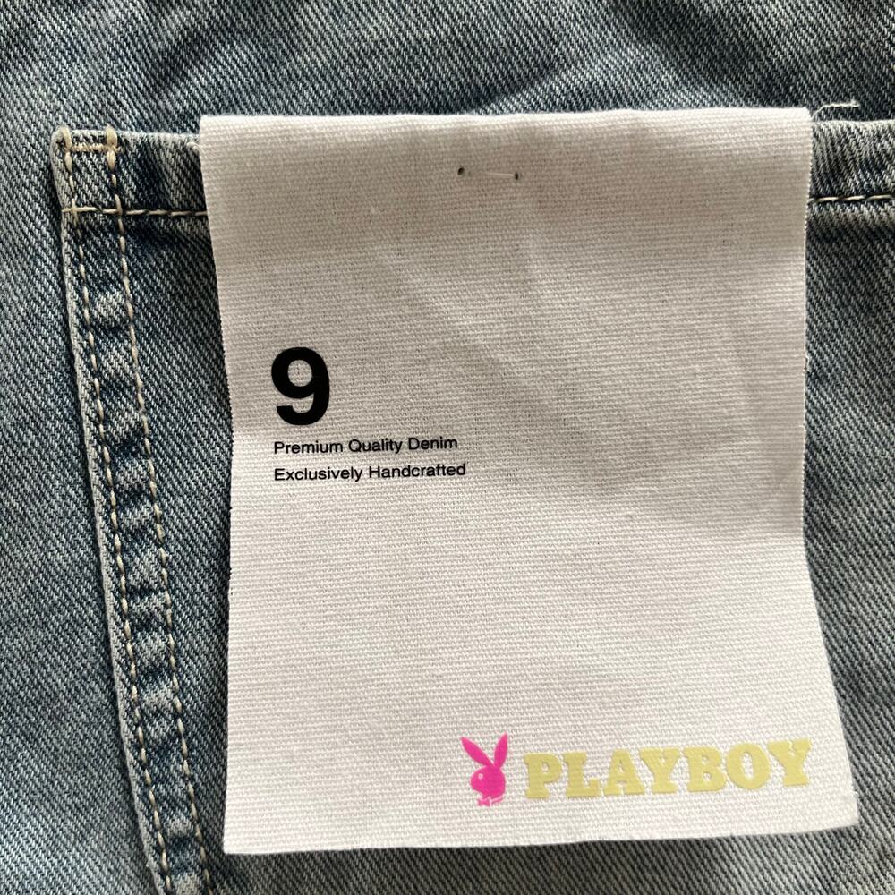 Playboy Embroidered Bunny Logo Wide Leg Jeans Denim Y2K Juniors Size 9/30 NEW - Picture 9 of 11